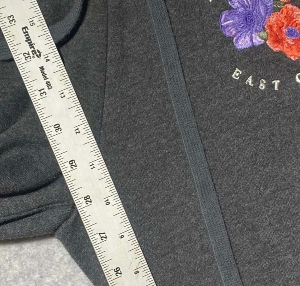 Aeropostale Fleece Tracksuit Set Dark Charcoal Gray Floral Hoodie Sweatpants XS - Picture 7 of 10